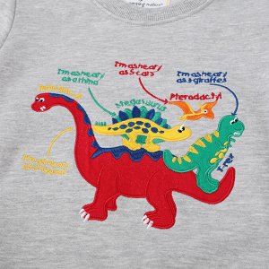 Детский серый свитшот с принтом Динозавры