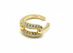 Серьга-кафф 13*6мм с фианитами, цв.золотистый, 1 штука
