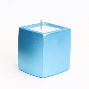 Свеча "Квадрат" в подсвечнике из гипса,5х6см,голубой