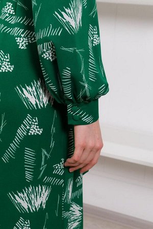 Платье. Цвет: ярко-зелёный белый с рисунком