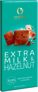 «O&#039;Zera», шоколад молочный Extra milk &amp; Hazelnut, 90г