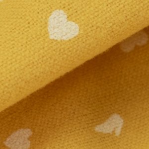 Ткань на отрез фланель плательная Белые сердечки на желтом