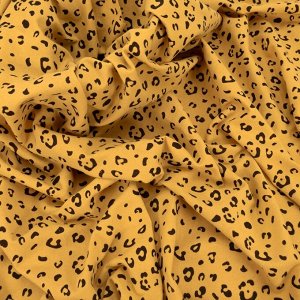 Ткань на отрез фланель плательная Леопардовый принт на желтом