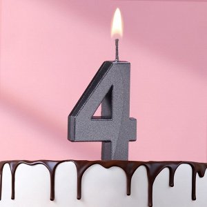 Свеча в торт на шпажке «‎Грань», цифра "4", черная, 5 см