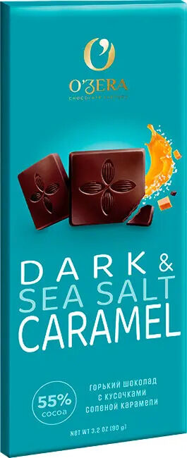 Горький шоколад OZera Dark Sea salt caramel 90г