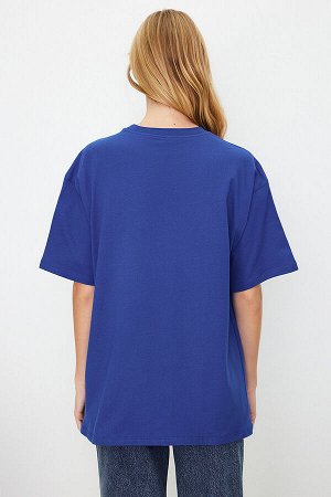 футболка премиум-класса из 100% хлопка большого размера с круглым вырезом и широким кроем