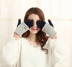 Перчатки женские для сенсорного экрана цвет: ТЕМНО-СИНИЙ