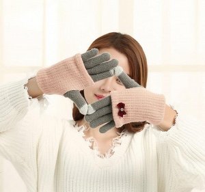 Перчатки женские для сенсорного экрана цвет: ТЕМНО-СЕРЫЙ + РОЗОВЫЙ