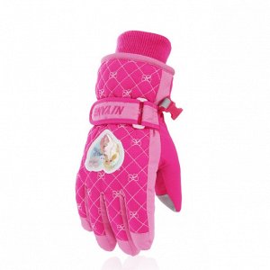Перчатки для девочки лыжные утепленные водонепроницаемые цвет: ЯРКО-РОЗОВЫЙ