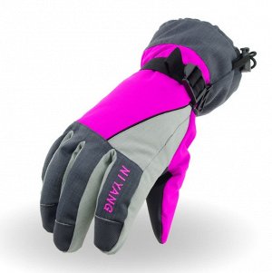 Перчатки женские лыжные водонепроницаемые цвет: СЕРЫЙ + ФИОЛЕТОВЫЙ