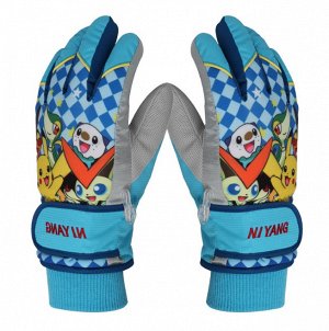 Перчатки для мальчика лыжные утепленные водонепроницаемые цвет: СВЕТЛО-СИНИЙ