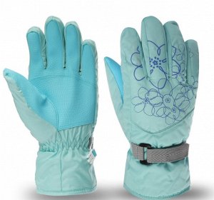 Перчатки лыжные для взрослых водонепроницаемые утепленные цвет: ГОЛУБОЙ