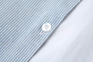 Рубашка удлиненная двуцветная с вышитым принтом, синий