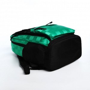 Рюкзак молодёжный из текстиля, 6 карманов, цвет белый/зелёный