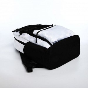 Рюкзак молодёжный из текстиля, 6 карманов, цвет белый/чёрный