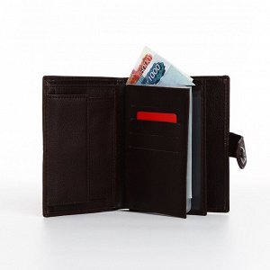 Портмоне мужское 3 в 1 на магните, для купюр, автодокументов и паспорта, цвет коричневый