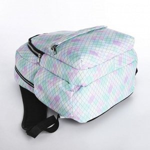 Рюкзак молодёжный из текстиля 2 отдела на молнии, 3 кармана, цвет голубой/сиреневый