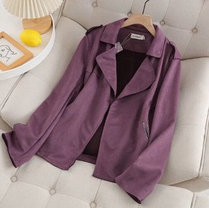Куртка-косуха из иск. замши с лацканами, фиолетовый