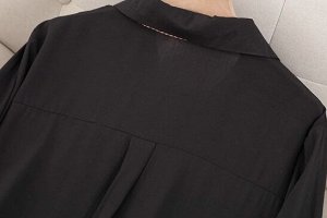 Рубашка свободная с v-образным вырезом "Джонни" и декоративным шарфом, черный