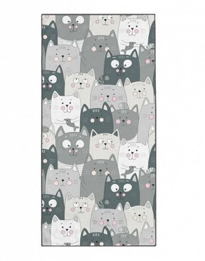 Полотенце махровое "Котики" 60х120см, цв. серый пл.350