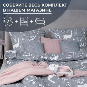 Пододеяльник 1,5-спальный, бязь "Комфорт" (Кошкин дом, тёмно-серый)