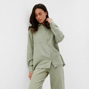 Комплект домашний женский (рубашка, брюки) KAFTAN Basic размер, зелёный