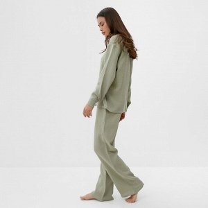 Комплект домашний женский (рубашка, брюки) KAFTAN Basic размер, зелёный