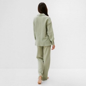 Комплект домашний женский (рубашка, брюки) KAFTAN Basic размер, зелёный