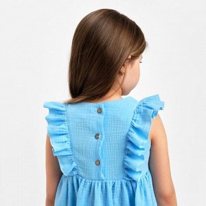Платье детское с рюшей KAFTAN "Муслин", 32 (110-116 см) голубой