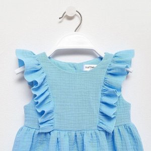 Платье детское с рюшей KAFTAN "Муслин", 32 (110-116 см) голубой