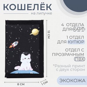 Кошелёк на липучке, цвет чёрный