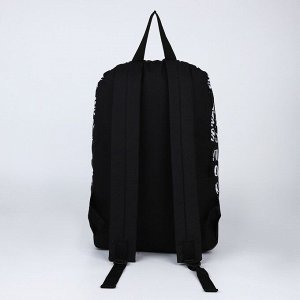 Рюкзак текстильный "Надписи", 46х30х10 см, вертик карман, цвет черный