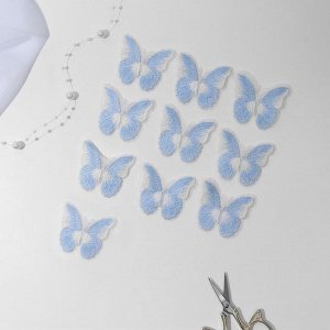 Вязаные элементы «Бабочки двухцветные», 5 * 4 см, 10 шт, цвет голубой/белый