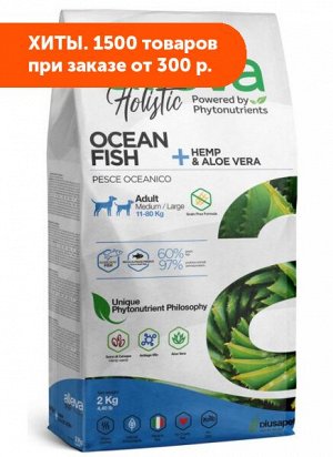 Alleva Holistic сухой корм для собак средних и крупных пород с океанической рыбой, коноплей и алое вера 2кг