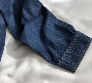 Джинсовая рубашка свободного кроя на пуговицах, синий