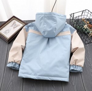 Детская демисезонная куртка для мальчика, голубой/бежевый