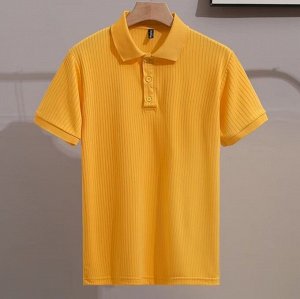 Мужская фактурная футболка-поло свободного кроя, желтый