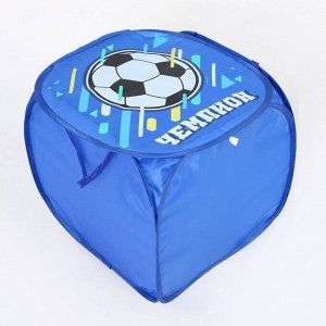 Корзина для хранения игрушек «Футбол» с крышкой, 45 х 45 х 43 см, синяя