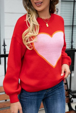 Fiery Red Heart Graphic Valentine Sweater