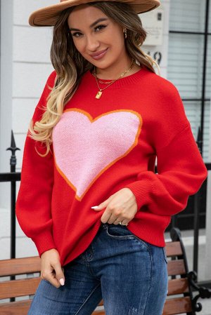 Fiery Red Heart Graphic Valentine Sweater