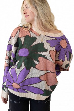 Multicolour Flower Print Loose Sweater