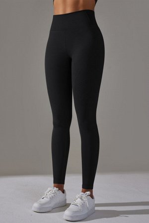 Black Solid Color High Waist Butt Lifting Active Leggings