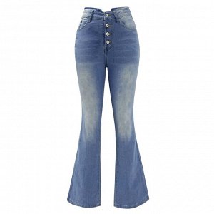 Женские джинсы клёш с карманами, на пуговицах, цвет светло-синий