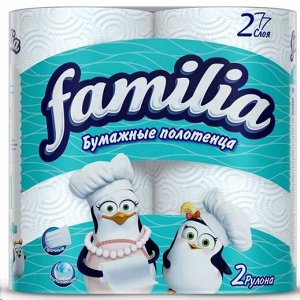 Familia полотенце бумажное двухслойн. белый с тиснением 2шт / 14шт / 5048129, 5038575, 5041488 / 000259,015511