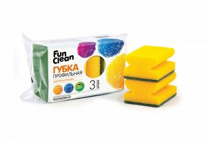 Губка для посуды FUN CLEAN профильная 3шт