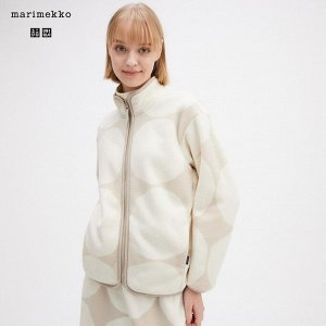 UNIQLO - флисовая куртка на молнии дизайн Marimekko - 02 LIGHT GRAY