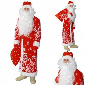 Карнавальный костюм &quot;Дед Мороз&quot;, шуба, шапка, варежки, пояс, мешок, р-р 52-54