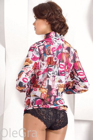 15184 Женская рубашка-боди с принтом, длинный рукав, шелк-шифон.
Состав: полиэстер 65% вискоза 35%
Размеры: 42 44 46 48 50 52