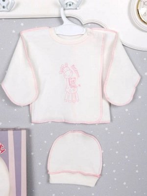 Комплект для новорожденного с кофточкой 8 предметов цвет Розовый (Жираф)