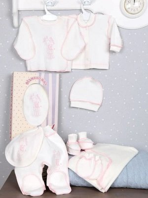 Комплект для новорожденного с кофточкой 8 предметов цвет Розовый (Жираф)